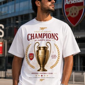 Comfort Color Arsenal Champions of Europe 2026 Shirt | Kings of Europe Trophy Tee | Football Fan Celebration Shirt